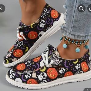 Women Halloween print canvas shoes